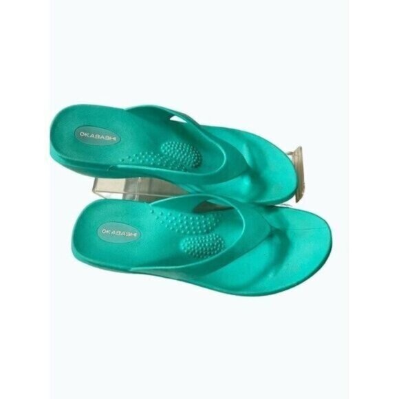 Okabashi Maui Aqua flip flops wedge Sandals comfort footwear M/ L 8 - Picture 2 of 6